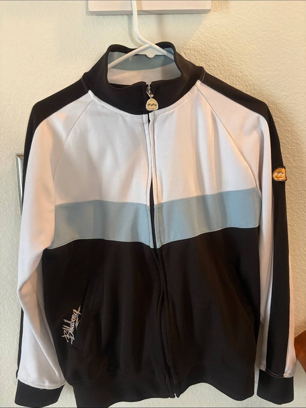 Billabong Black, White & Light Blue Men’s Zip-Front Jacket